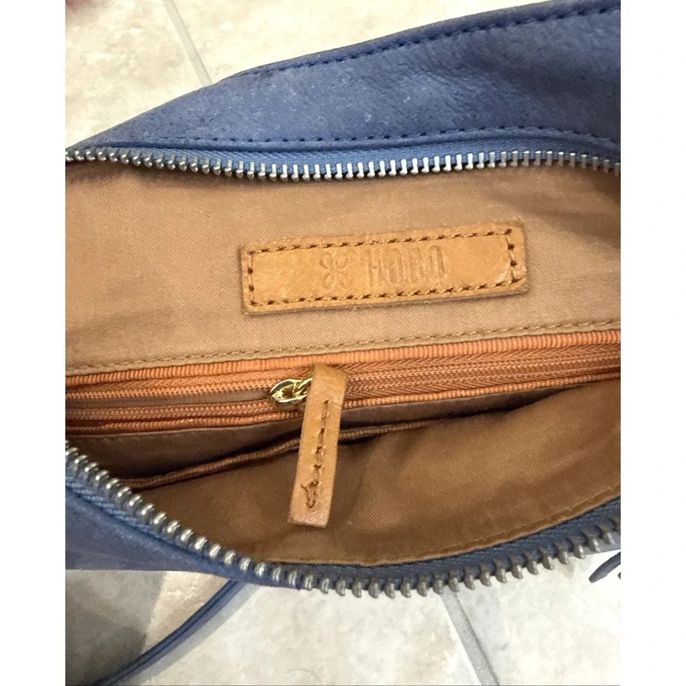 HOBO international Leather crossbody Shoulder bag Blue Purse Boho Hippie Travel